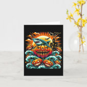 Carte Halloween citrouille du requin (Fleur jaune)
