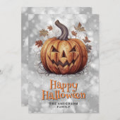 Carte Halloween Citrouille éffrayant (Devant / Derrière)