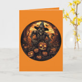 Carte Halloween Citrouille éffrayant squelette Jack-O-la (Fleur jaune)