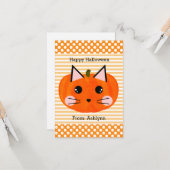 Carte Halloween Citrouille enfant (Devant/Arrière en situation)