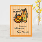 Carte Halloween Citrouille fille (Fleur jaune)
