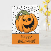 Carte Halloween Citrouille Mignonne (Fleur jaune)