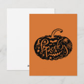 Carte Halloween Citrouille Orange Noir (Devant / Derrière)