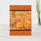Carte Halloween Citrouille Patch Faces Drôle (Devant)