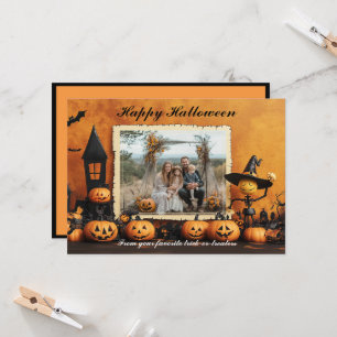 Carte Halloween Citrouille Patch Famille Amusants