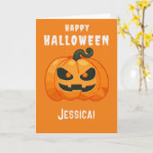 Carte Halloween Citrouille rétro orange (Fleur jaune)