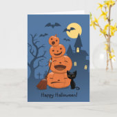 Carte Halloween Citrouilles et chat noir (Fleur jaune)