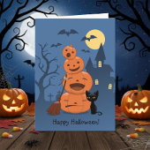 Carte Halloween Citrouilles et chat noir