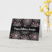 Carte Halloween Cobwebs & Spiders Motif Anniversaire (Fleur jaune)
