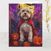 Carte Halloween Cockapoo Vampire Citrouilles effroi (Fleur jaune)