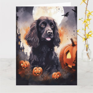 Carte Halloween Cocker Spaniel Avec Citrouilles