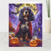 Carte Halloween Cocker Spaniel Vampire Citrouilles effro (Devant)