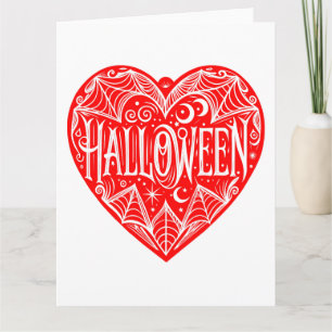Carte Halloween Cœur, Cœur Rouge Forme, Vacances