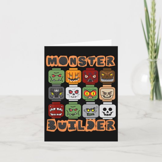 Carte Halloween Construire briques Monster Constructeur (Devant)