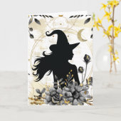 Carte Halloween contemporain moderne sorcière 3 (Fleur jaune)