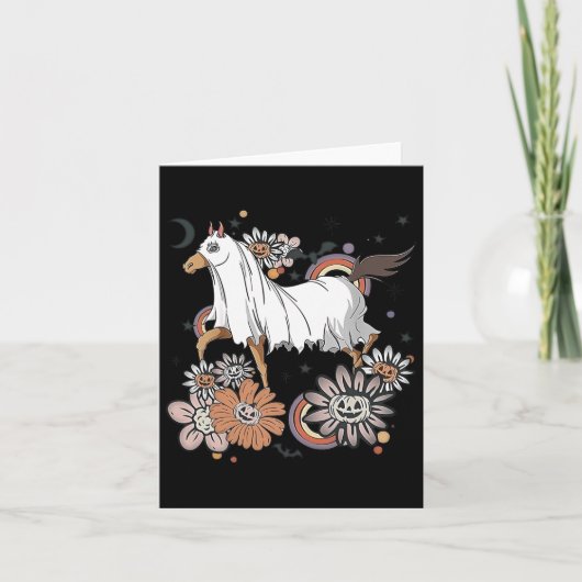 Carte Halloween Costume Cheval Ghost Boo Citrouille Éffr (Devant)