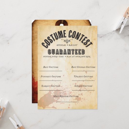 CARTE HALLOWEEN COSTUME CONTEST BULLETIN OFFICIEL (Devant/Arrière en situation)