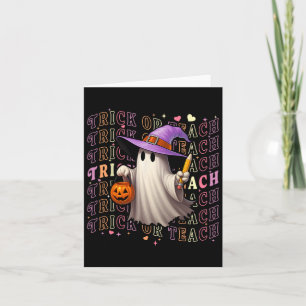 Carte Halloween Costume Fantôme Éffrayant Enseignant Pou
