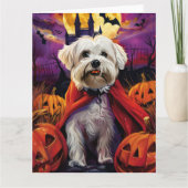 Carte Halloween Coton De Tulear Vampire Citrouilles peur (Devant)