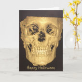 Carte Halloween crâne effrayant (Fleur jaune)