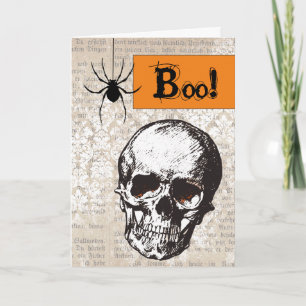Carte Halloween crâne vintage