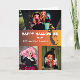 Carte Halloween Custom 3 Nom de la photo Black Cat
