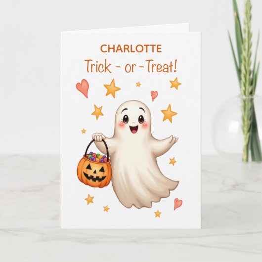 Carte Halloween Custom Name Boo-tiful Girl Trick-or-Trea (Devant)
