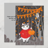 Carte Halloween Cute Cat & Jack-o’-lanterne Citrouille (Devant / Derrière)