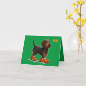 Carte Halloween Dachshund Wirehair (Fleur jaune)
