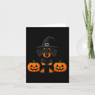 Carte Halloween Dackel en noir et feu Sorcière Épouvanta