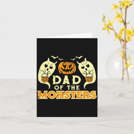 Carte Halloween Dad Of Monsters Funny Family Costume Pap (Fleur jaune)
