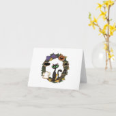 Carte Halloween de chat noir (Fleur jaune)