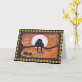 Carte Halloween de chat noir (Fleur jaune)
