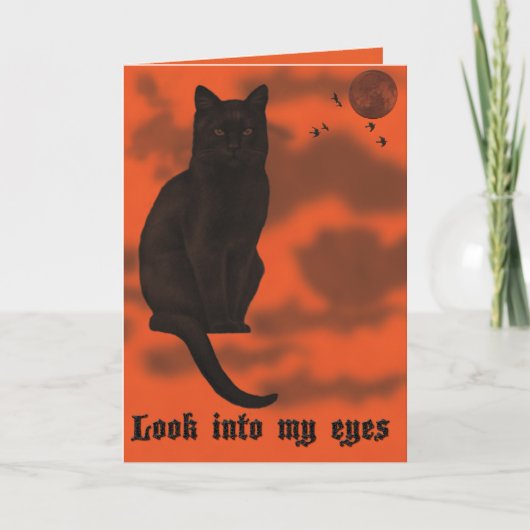 Carte Halloween de chat noir (Devant)