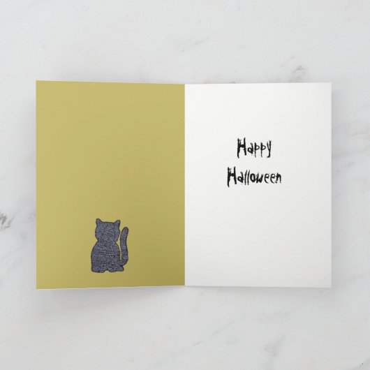 Carte Halloween de chat noir (Intérieur)