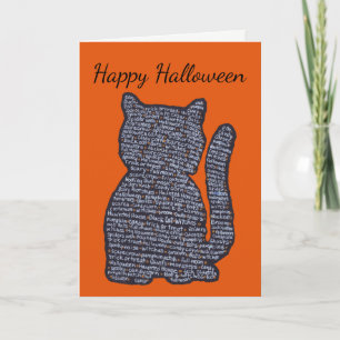 Carte Halloween de chat noir