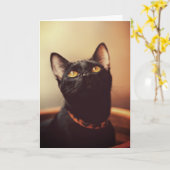 Carte Halloween de chat noir (Fleur jaune)