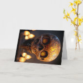 Carte Halloween de crâne (Fleur jaune)