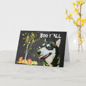 Carte Halloween de Husky effrayant (Fleur jaune)