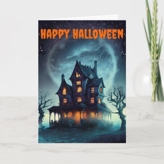 Carte Halloween de la maison effrayante (Devant)