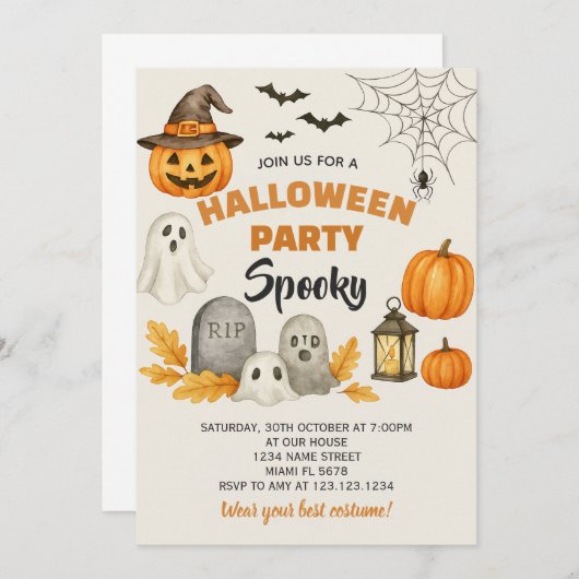 Carte Halloween de luxe (Devant / Derrière)