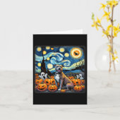 Carte Halloween de Pitbull de nuit (Fleur jaune)