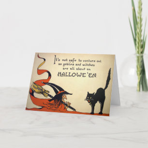 Carte Halloween de sorcière effrayante vintage