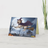 Carte Halloween de sorcière Labrador Retriever (Dos)