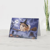 Carte Halloween de sorcière Pékinois (Dos)