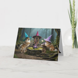 Carte Halloween de sorcière Pékinois