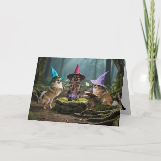 Carte Halloween de sorcière Pékinois (Devant)