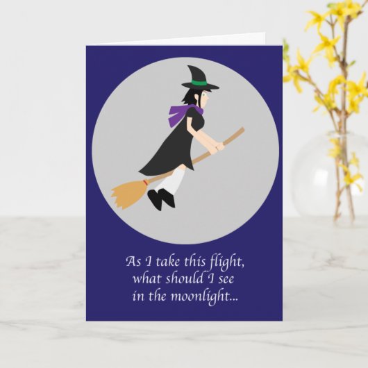 Carte Halloween de sorcière punny (Fleur jaune)