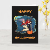Carte Halloween de sorcière rousse (Fleur jaune)