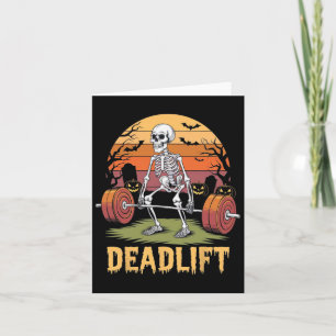 Carte Halloween Deadlift Skeleton Gym Workout Poids Lif